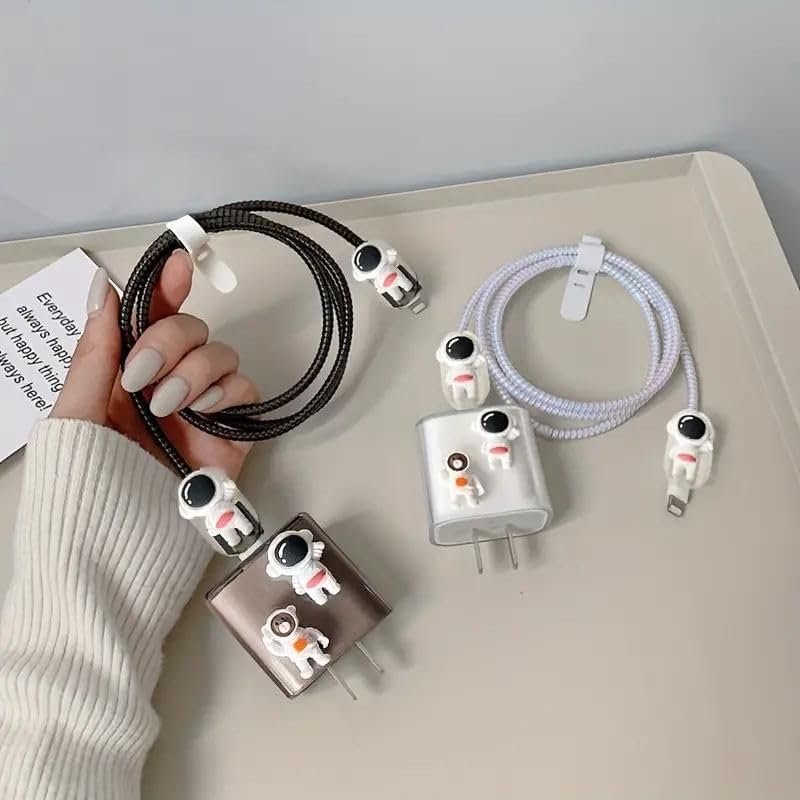 cute astronaut iphone cable charger protector
