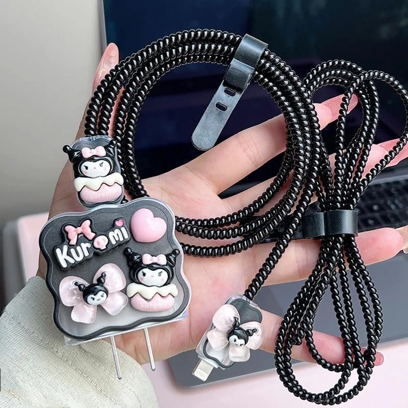 Cute kuromi iphone cable charger protector