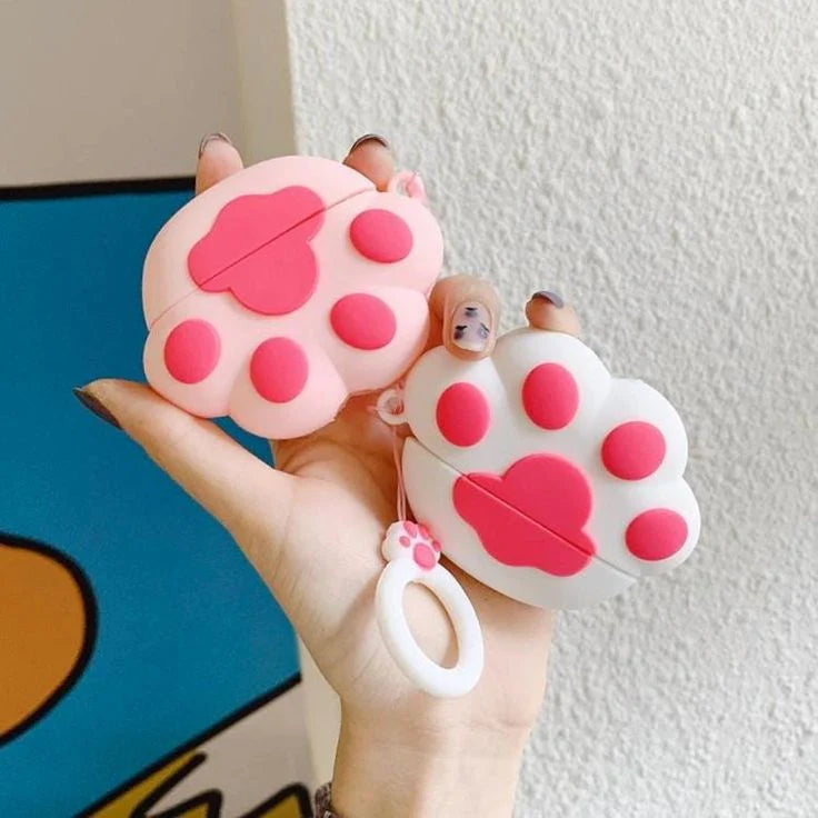 Pink peach paw cute Airpods case