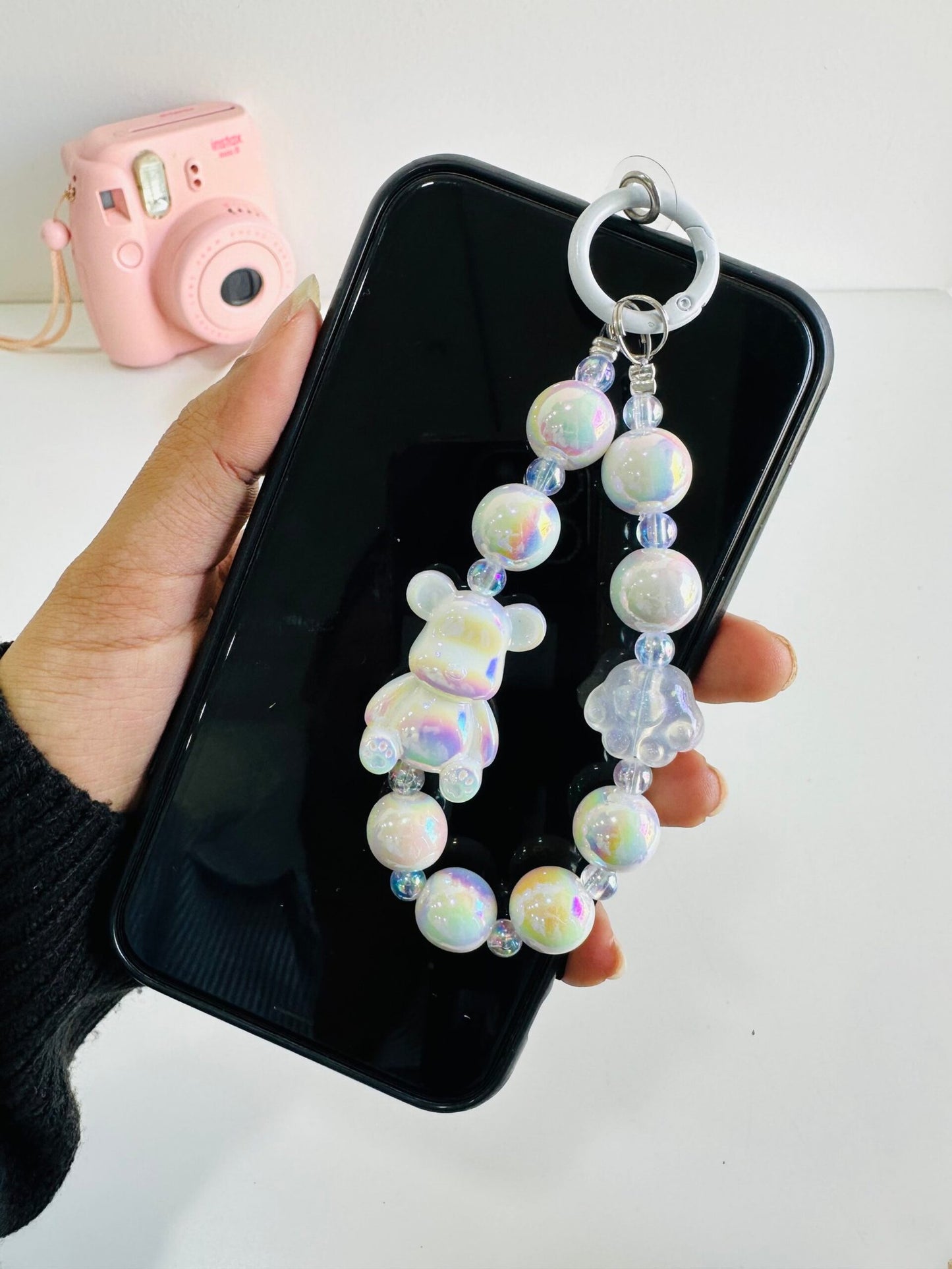 white teddy kawaii phone/bag charm