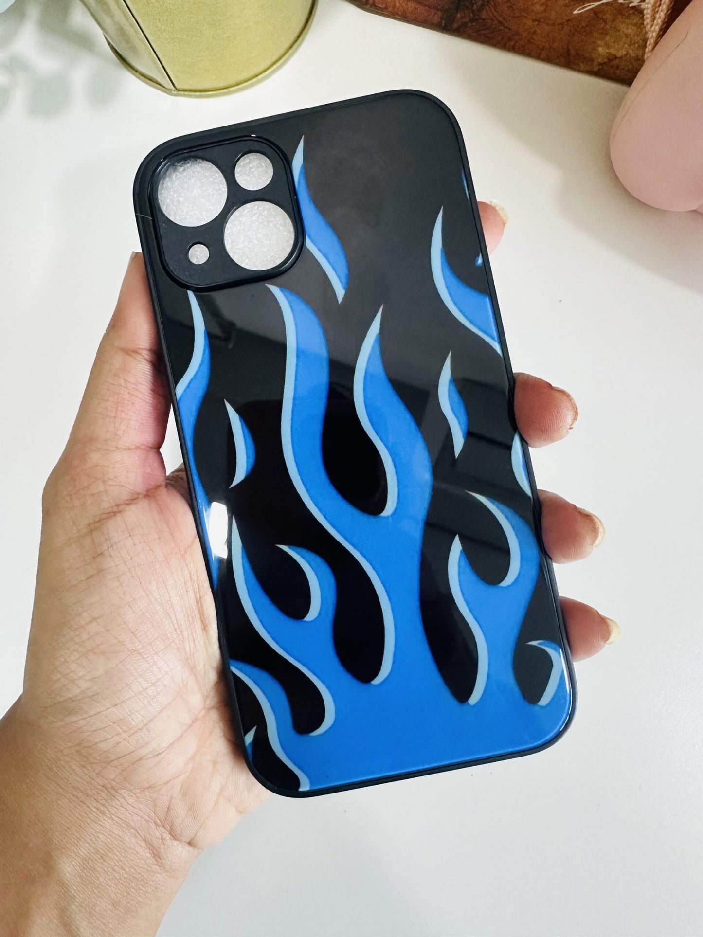 Dark blue flames case