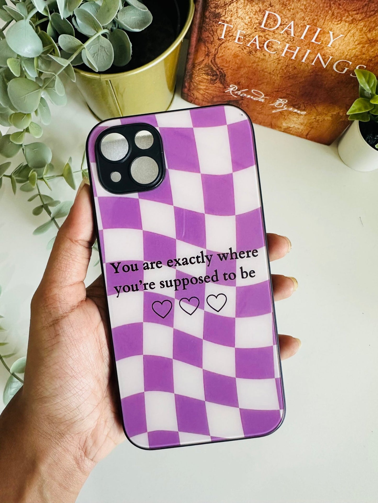 Purple checker quote case