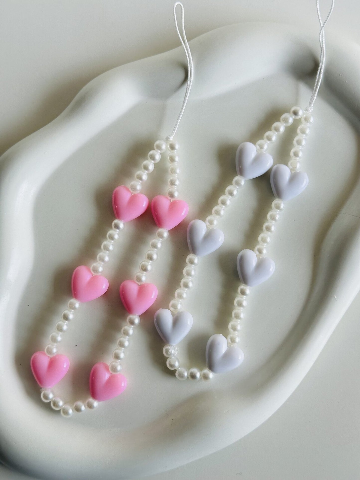 pink heart pearl charms