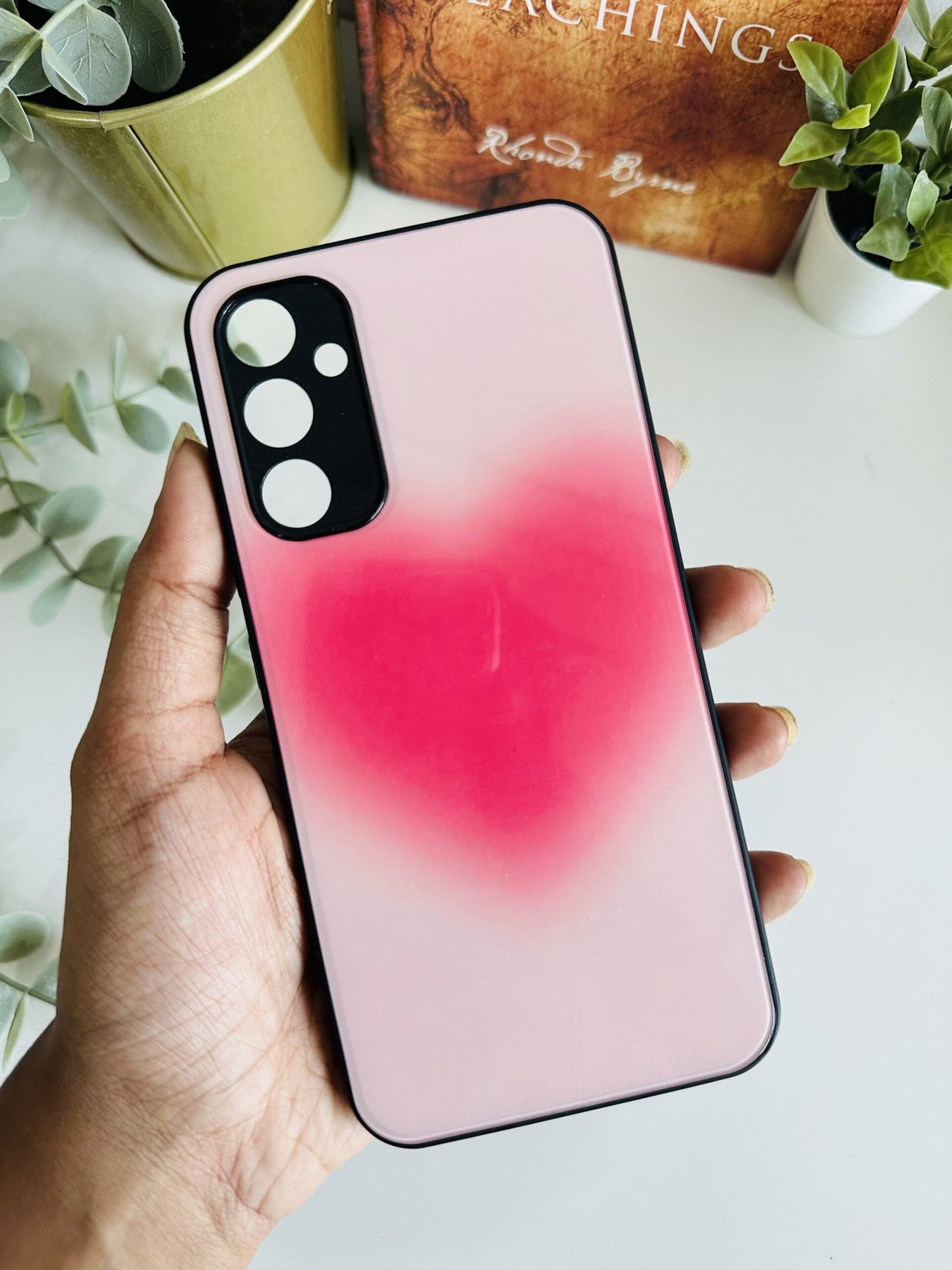 Pink heart affirmation case