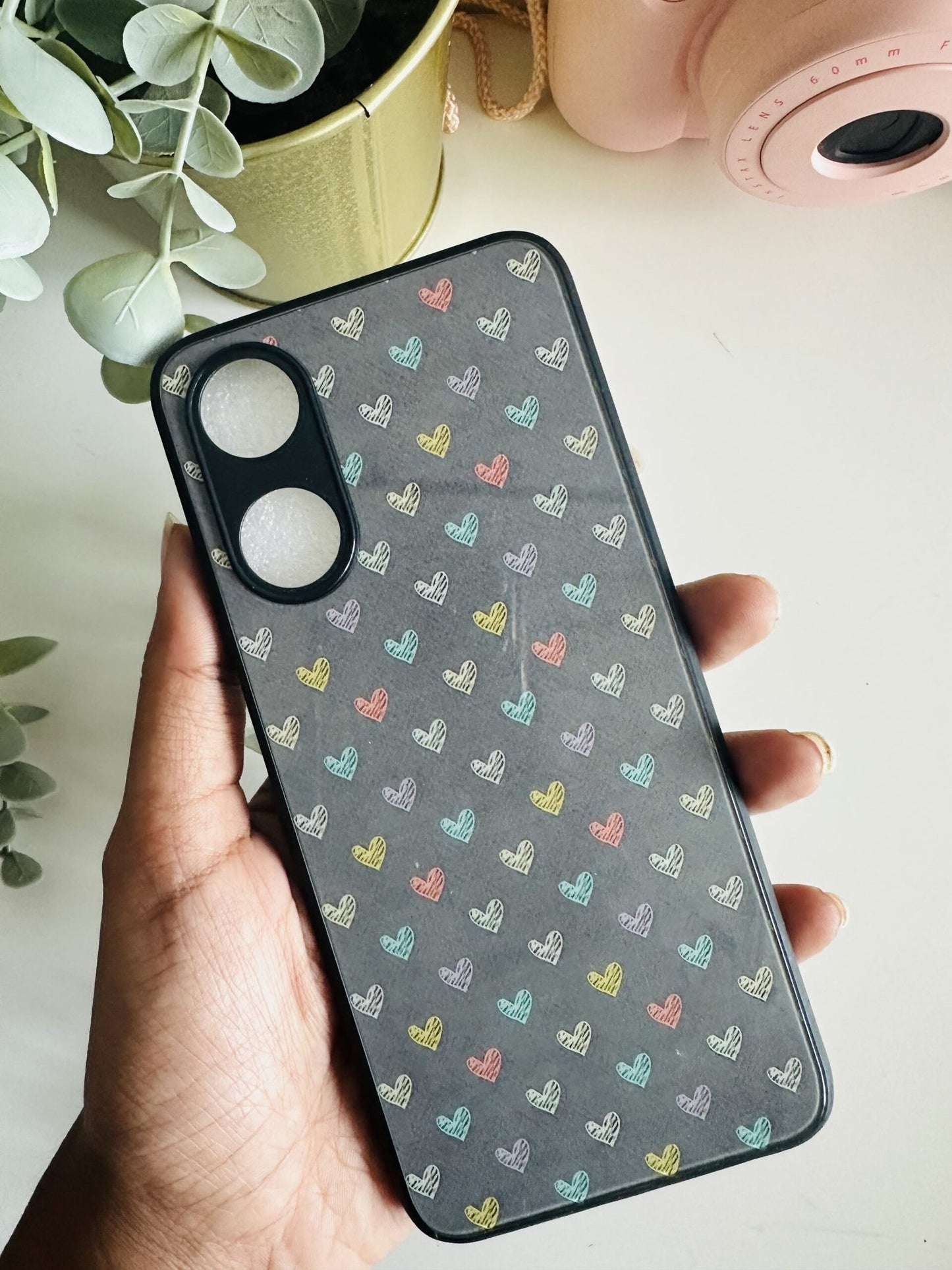 cute grey hearts case
