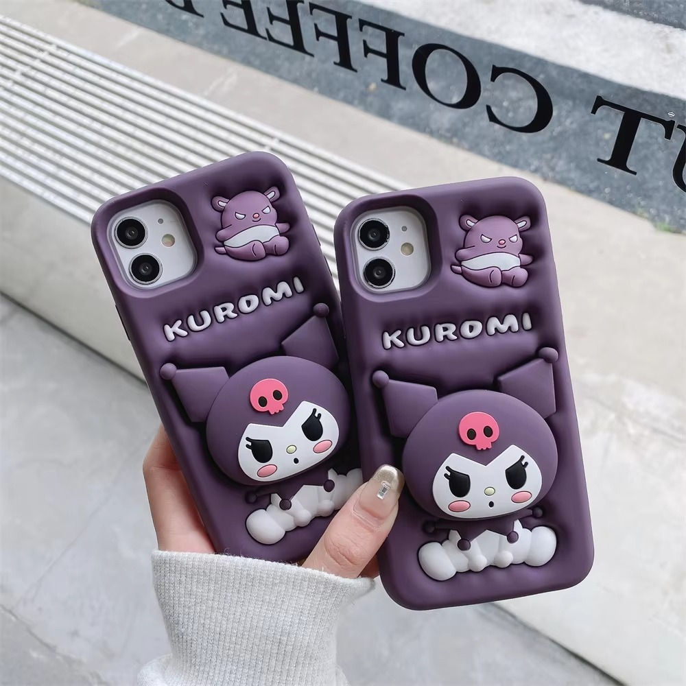 Kuromi cute case with pop holder
