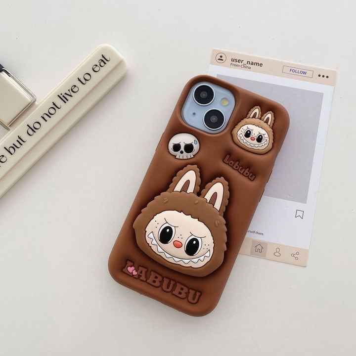 Labubu 3d cute monster case with pop holder