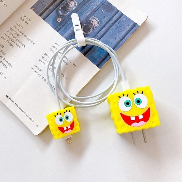 Spongbob squarepants iphone cable charge protector case