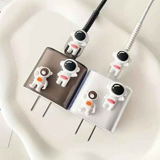 cute astronaut iphone cable charger protector