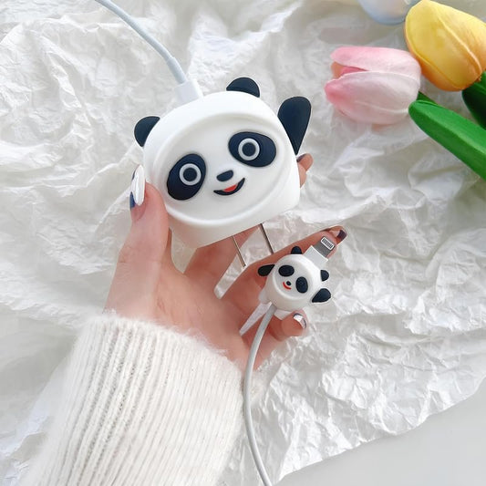 cute panda iphone cable charge protector case