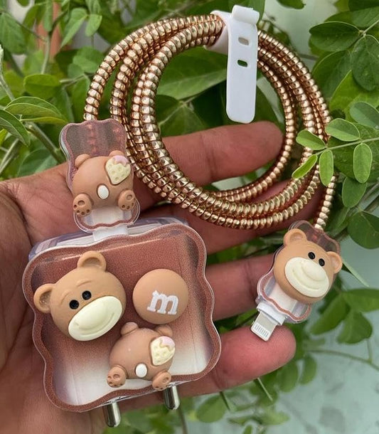cute Bear m iphone cable charger protector