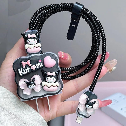 Cute kuromi iphone cable charger protector