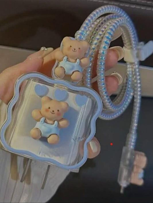 cute Kawaii bear iphone cable charger protector