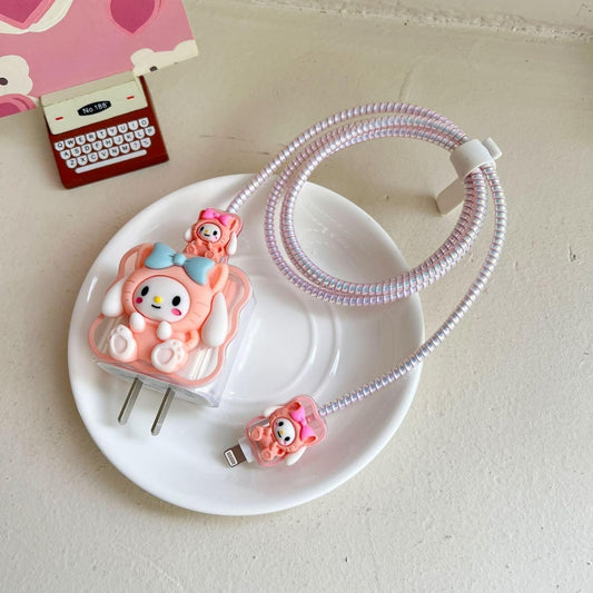 Pink kawaii iphone cable charger protector
