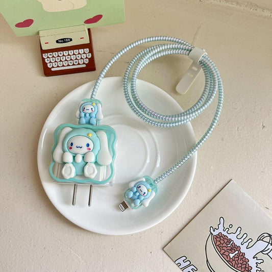 Blue kawaii iphone cable charger protector