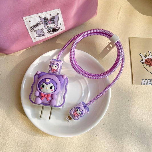 Purple kuromi iphone cable charger protector