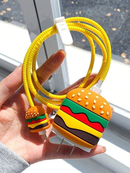 Burger iphone cable charger protector