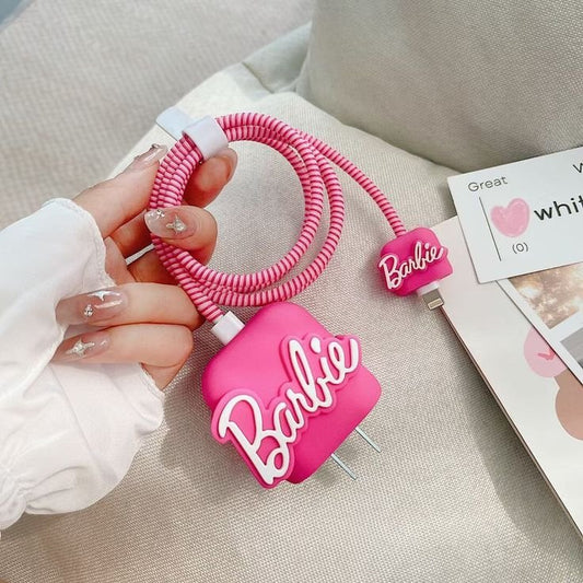 Barbie in pink cute  iphone cable charge protector case