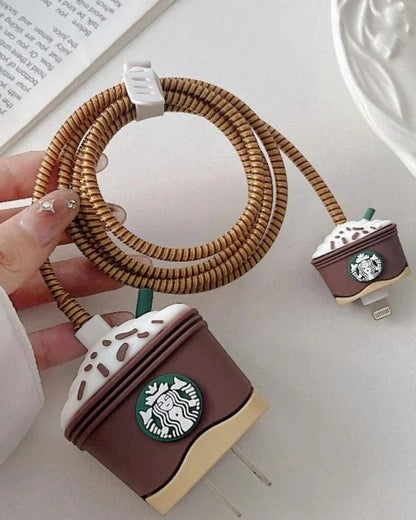 Brown starbucks cute  iphone cable charge protector case