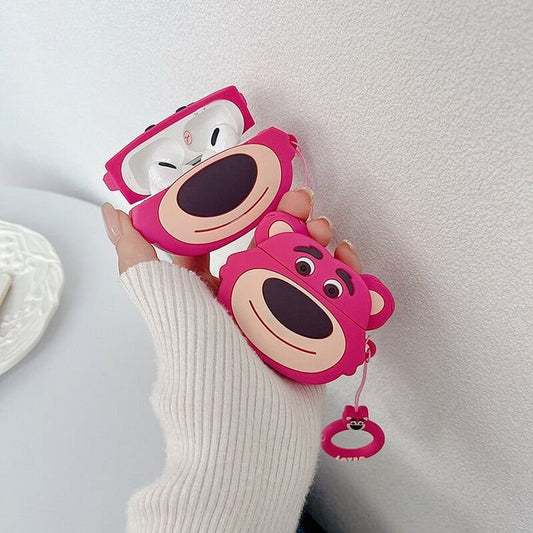 Pink bear cute Airpods case