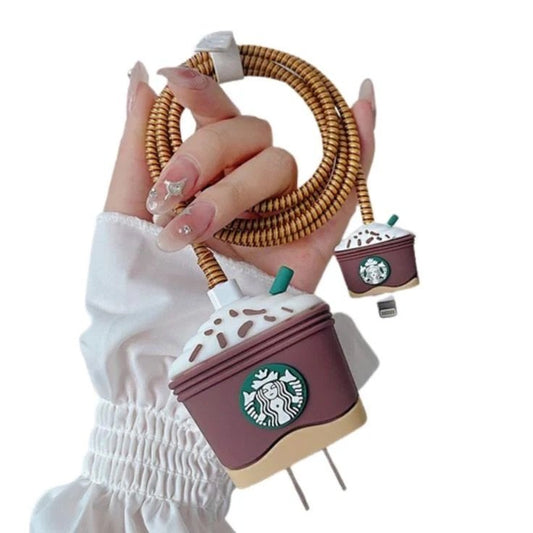 Brown starbucks cute  iphone cable charge protector case