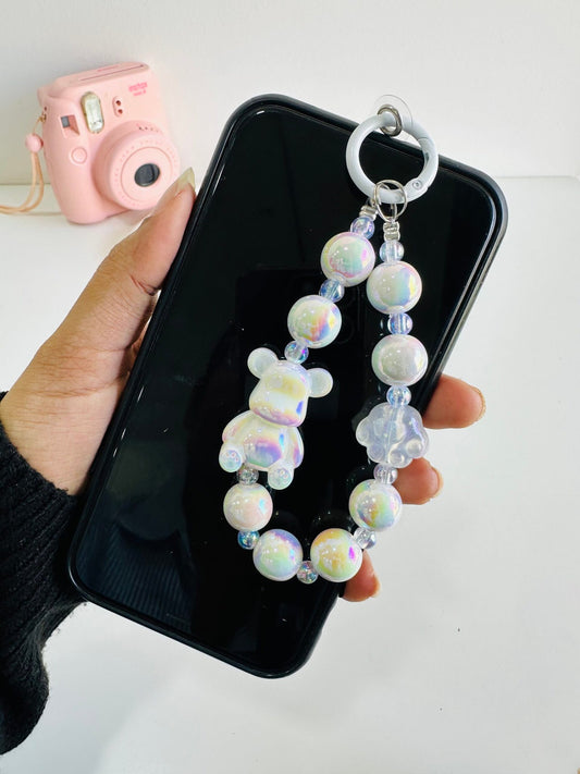 white teddy kawaii phone/bag charm