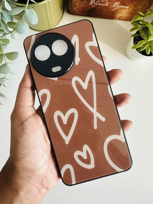 Brown heart aesthetic case