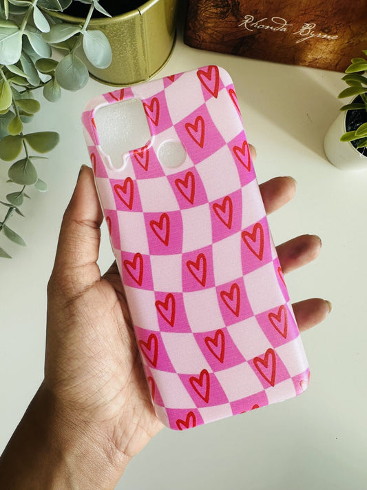 Checker heart pink case