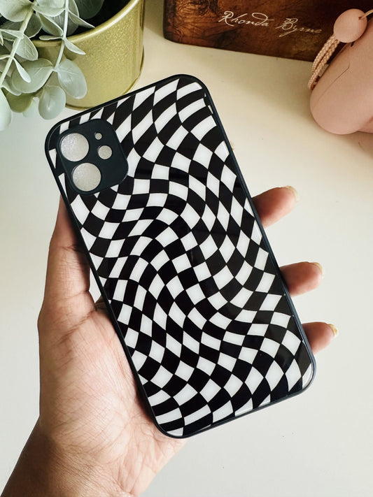 Black and white swirl checks case