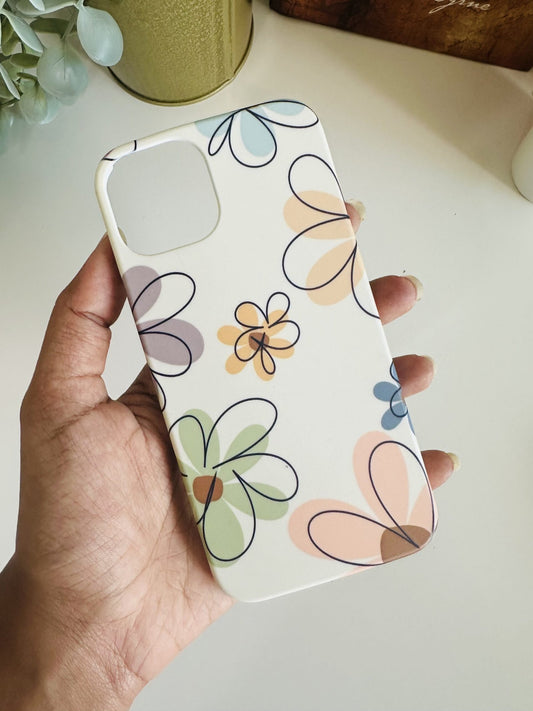 Pastel doodle flower case
