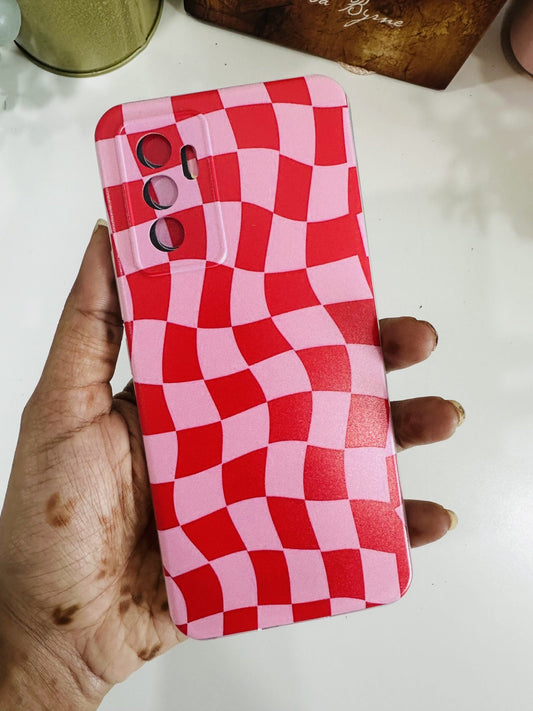Red pink y2k checks case