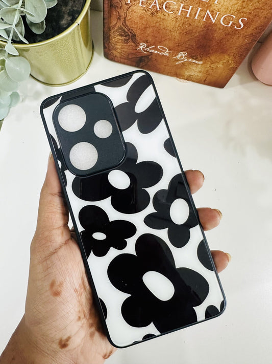 y2k black flower case