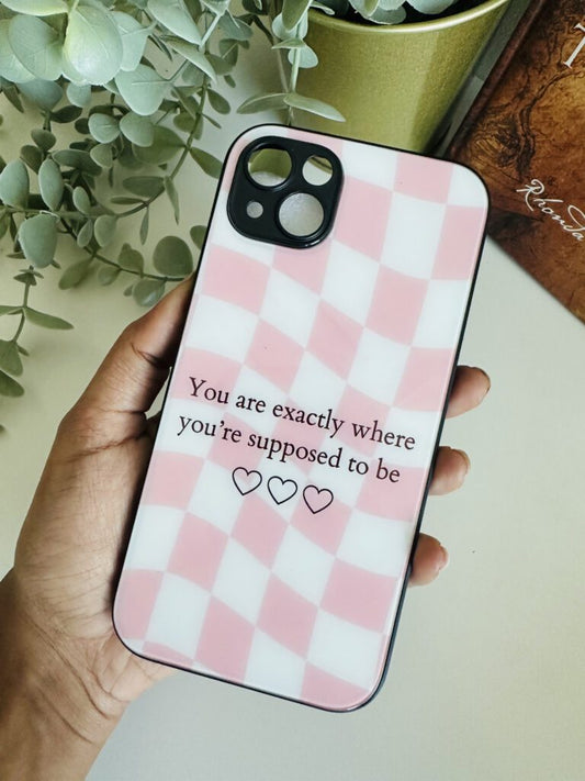 Pink checker quote case