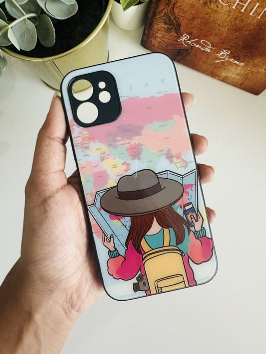 Travel girl map designer case