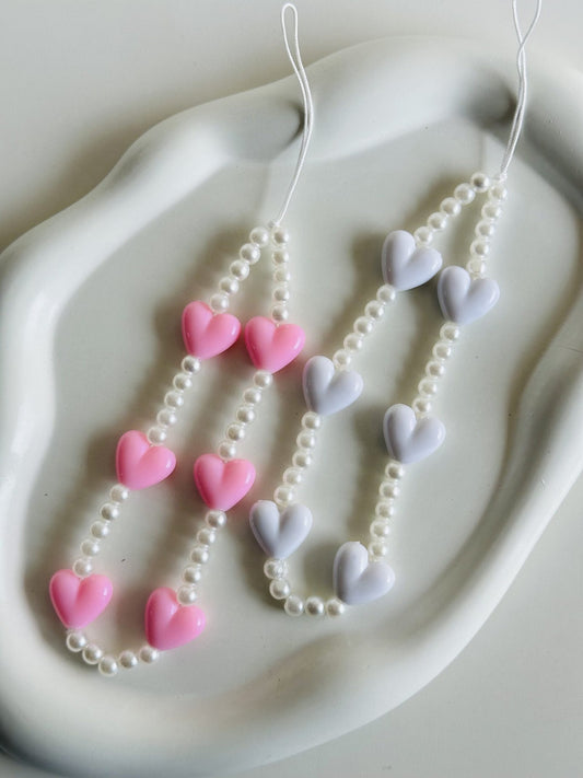 pink heart pearl charms