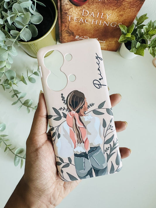 Pink scarf illustration girl case