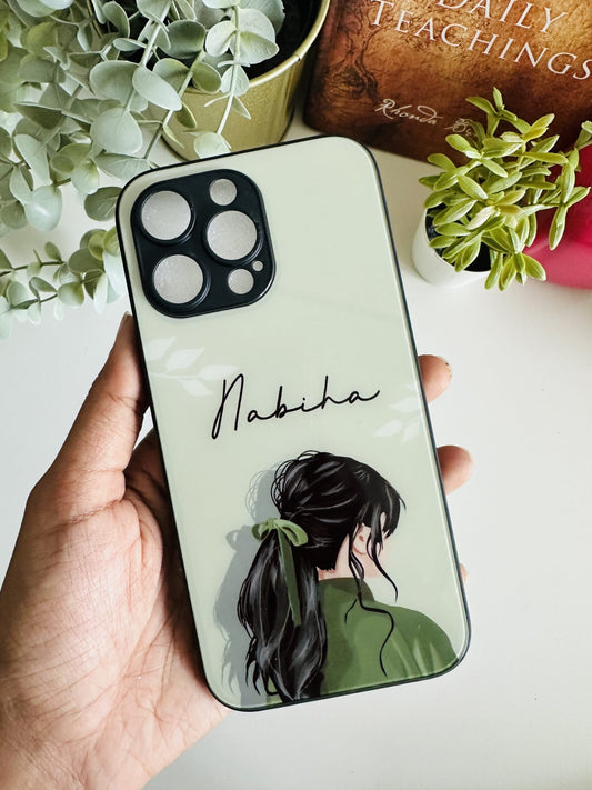 Green girl illustration case