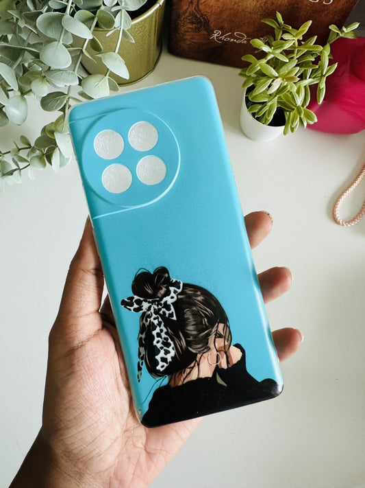 Blue scarf bun girl illustration case