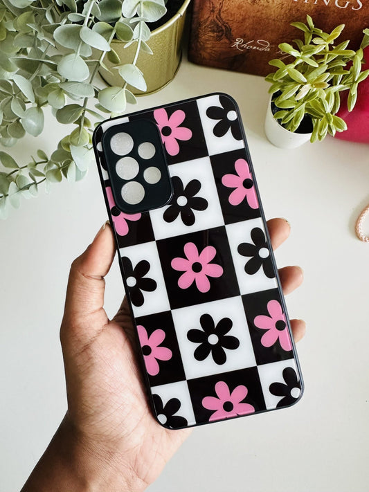 The pink and black flower aesthetic