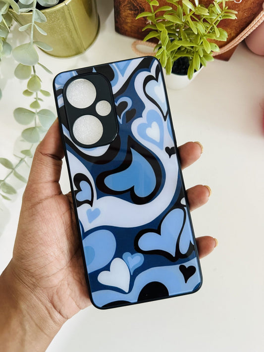 Y2k swirl blue hearts case