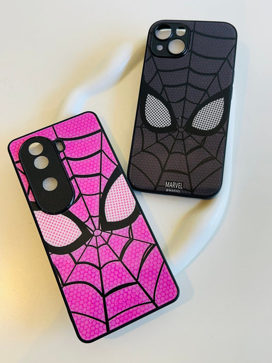 Pink black  spidy couple case
