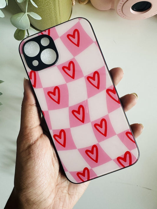 Checker pink heart case