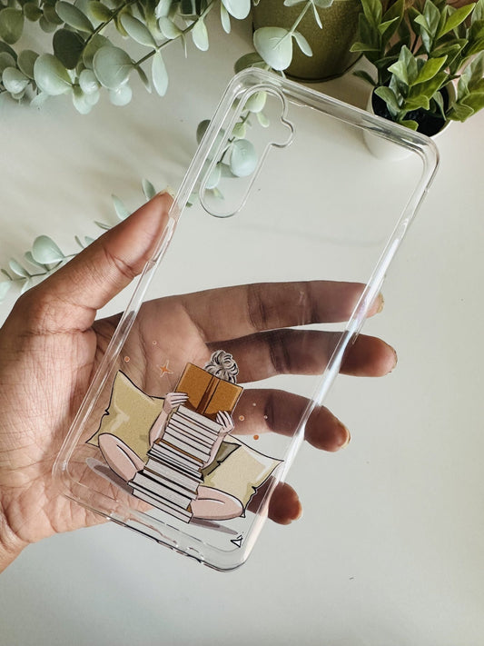 Girl reading the book illustration case