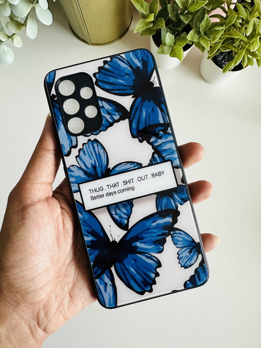 Blue Butterfly quote designer case