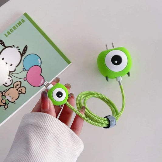 Green alien cute  iphone cable charge protector case
