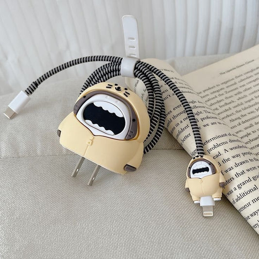 Bear shark cute iphone cable charge protector case