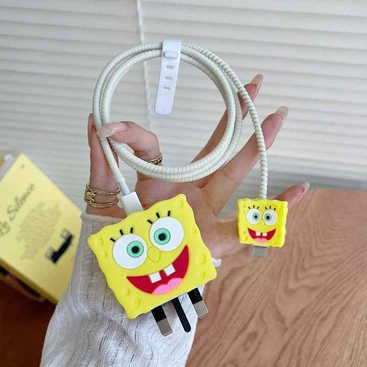 Spongbob squarepants iphone cable charge protector case