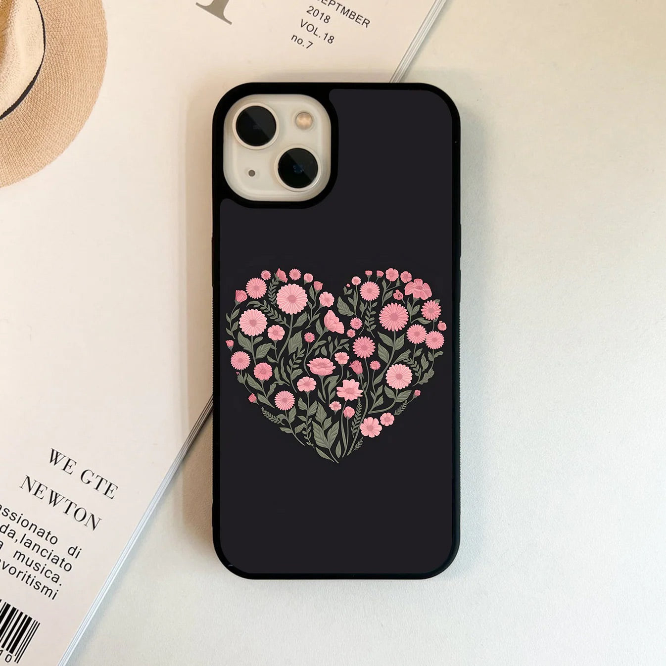 Pink flower heart