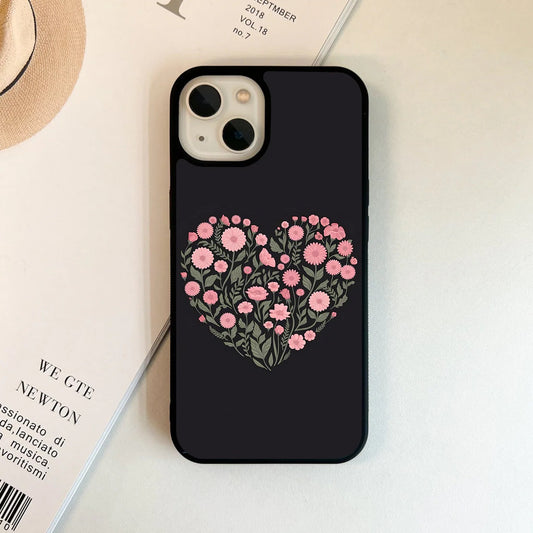 Pink flower heart
