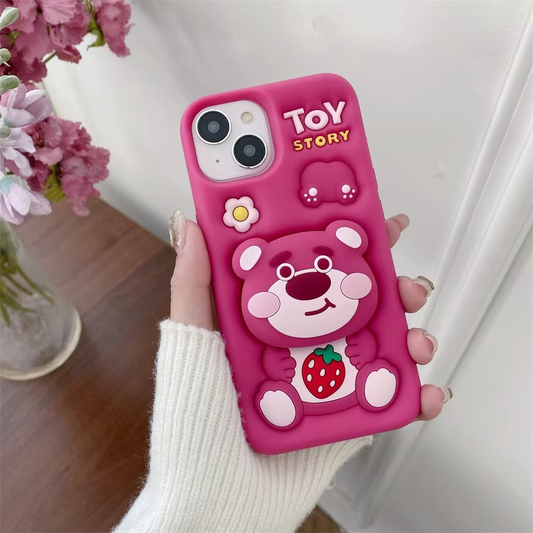Pink bear toy story case with pop holder